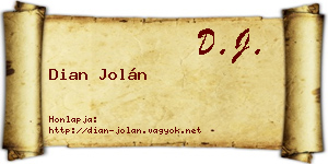 Dian Jolán névjegykártya
