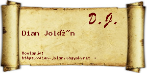 Dian Jolán névjegykártya